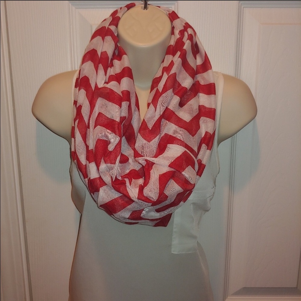 Red & White Chevron Scarf